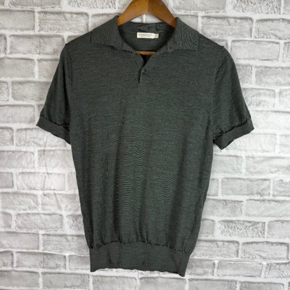 SuitSupply 100% Merino Wool Dark Gray Soft Stretch Collared Sweater Polo LARGE